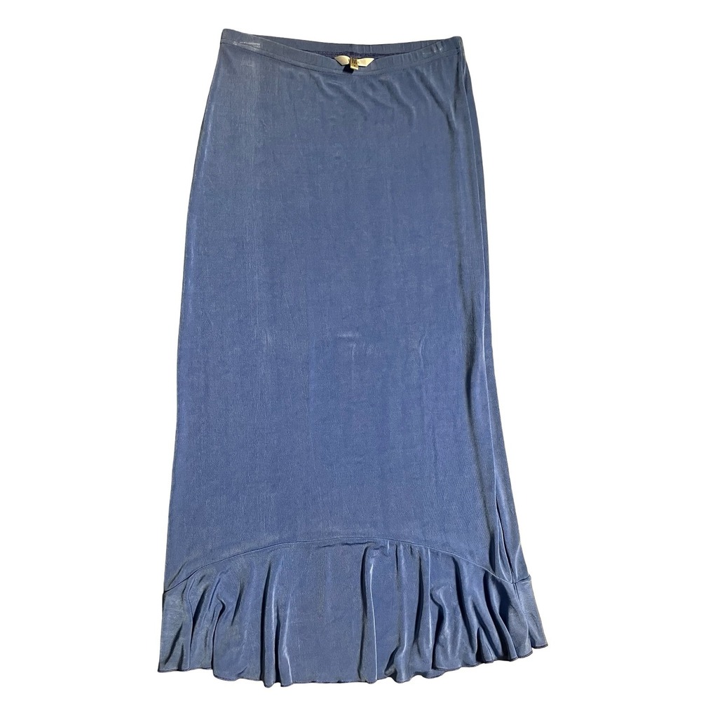 Y2K Skirt Fiore Blue Bias cut Midi Skirt Flounce Hem Shimmery 2000's Small